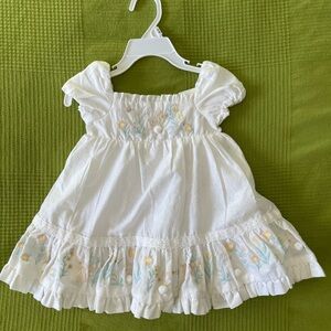 Christian Siriano White Dress with Pastel Bunny & Floral Embroidery